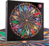 Bgraamiens Puzzle-Blooming Flowers-1000 Pieces Creative Geometric Round Blue Board Colorful Mandala Jigsaw Puzzle