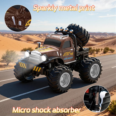 Snugzy 1:64 2.4Ghz Mini RC Car Scale RC Truck for Kids with Trailer Remote Control Rechargeable RC Cars Toy Gifts