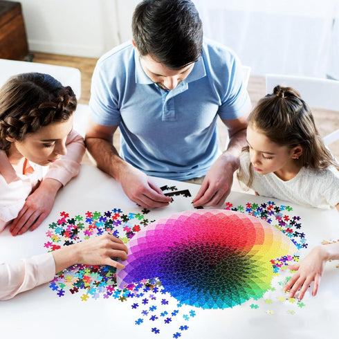 Vaguelly 1000 Piece Jigsaw Puzzle - Gradient Color Changing Rainbow Circle Puzzle for Adults & Teens