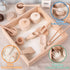 Montessori Sensory Bin Tools Toy with Wooden Box for Toddlers, Pretend Play Dish Toys, Kids Fine Motor Skills