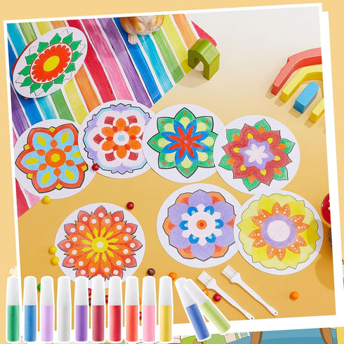 Vertintong 48 24 Pcs Sand Painting Mandala Coloring Craft Kits Mandala Sand Art Kits Pictures with Sands Options