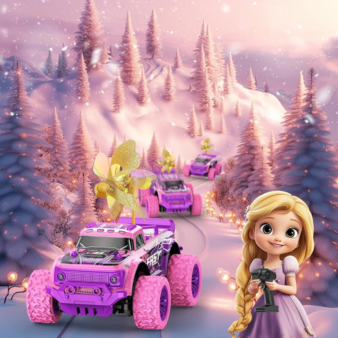 1:20 20Km/h 2.4GHz Remote Control Car for Girls: Scale Pink Purple Rc Truck with LED Light and DIY Windmills - All