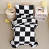 Set, Set, 4 Set Caressma Checkered Toddler Bedding Classic Black and White Plaid Bed Fluffy Grid Buffalo Plaid Pieces