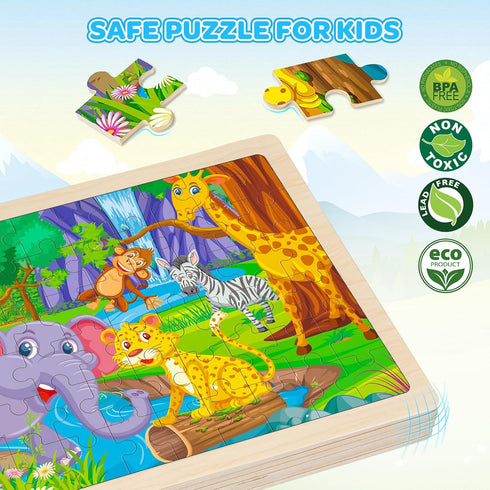 6 Packs 4-6, 60 3-5, 2 3 4 5 6 7 8 Wooden Puzzles for Kids Ages Piece Wood Dinosaur Animals Jigsaw Puzzles for Toddlers