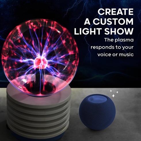 Discovery Kids Plasma Globe Lamp with Touch and Sound Sensitive Lightning, Black Tesla Coil for Kids Room