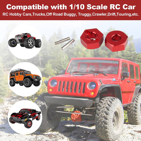 HobbyPark Aluminum 12mm Wheel Hex Nuts & M4 Lock Nuts for 1/10 Scale RC Car Truck Crawler Buggy (8-Pack, Red)