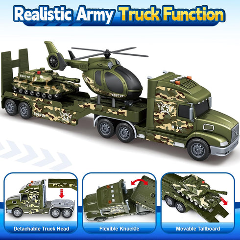 3 4 5 6 3 1 SpringFlower Army Truck Boy Toys, Vehicle Car Toy Brithday Gifts, in Extra Large Transport Truck
