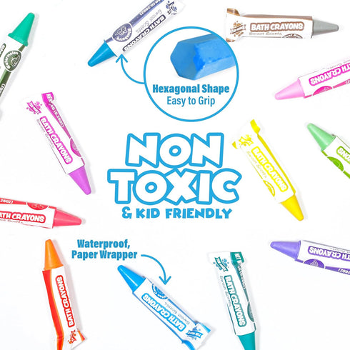 12 Pack Tub Works Sweet Scents Smooth Bath Crayons Bath Toy, | Nontoxic, Washable Bath Crayons for Toddlers & Kids |
