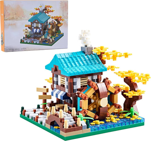 Autumn Architecture Flower Treehouse Micro Blocks Building Set for Adults, Mini Bricks Model Kit, Creative DIY Gift