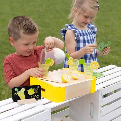 Set, Set 3+ Fat Brain Toys Pretendables Lemonade Time Pretend Play Food Lemonade Stand for Kids with Storage, Great