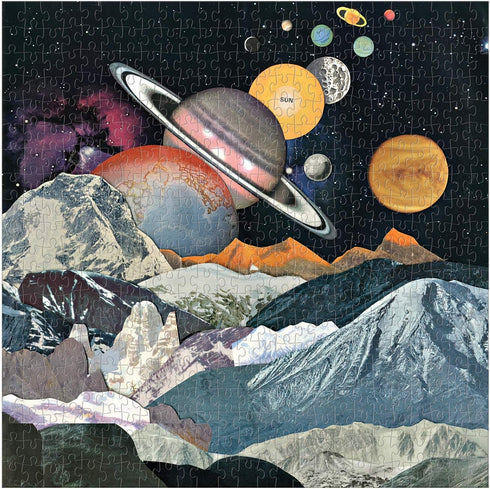 Out of This World 500 Piece Puzzle from Galison – Galactic Collage of Space, 19" x 19", Fun Family Challenge