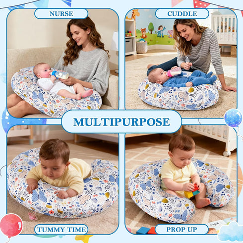 Tummy Nursing Pillow Ergonomic Breastfeeding & Bottle Feeding Support, Standard Size, Breathable with Washable Cover
