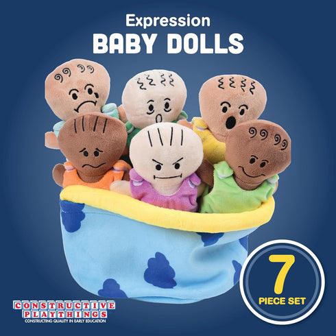 6-Piece Set Set, Constructive Playthings Expression Plush Baby Dolls for Social Emotional Learning, Plush Multicultural