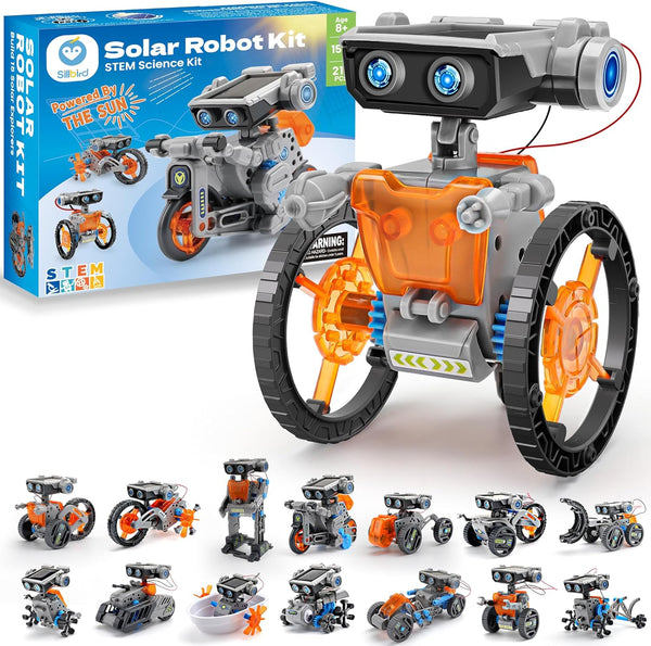 Sillbird Solar Robot Building Kit STEM Gift for Boys Aged 8-13, 15-in-1