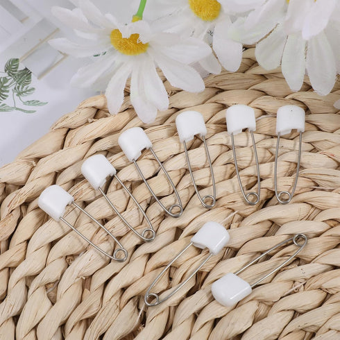 HJZHII 100PCS 2.2 Inch Supplies(100) Safety Pins for Diaper, Plastic Head Cloth Diaper Nappy Pins with Locking Closures