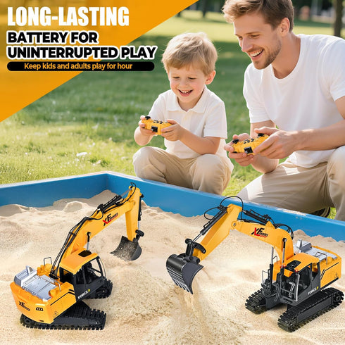 13 3-5 4-7 8-12 2.4Ghz Shemira Remote Control Excavator, Channel RC Excavator Toy for Boys Year Old, RC Construction