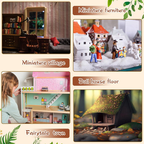 200 Pcs Miniature Dollhouse Flooring, Wooden Dollhouse Floor Boards for 1:12 Scale Accessories
