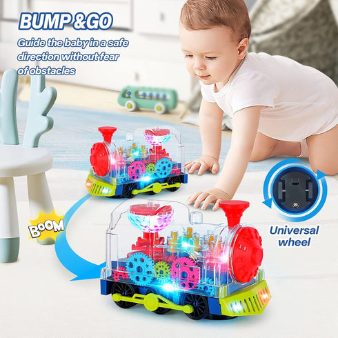 Baby Crawling Toys - Light & Sound Music Train for Toddlers, Early Educational Tummy Time Gifts