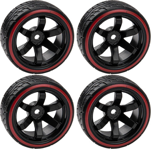 Hard Plastic Wheel Rims & Tires 12mm Hex for Traxxas HSP Tamiya Kyosho Himoto 1/10 RC Drift Car