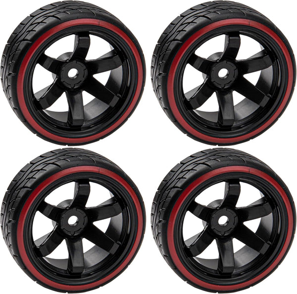 Hard Plastic Wheel Rims & Tires 12mm Hex for Traxxas HSP Tamiya Kyosho Himoto 1/10 RC Drift Car