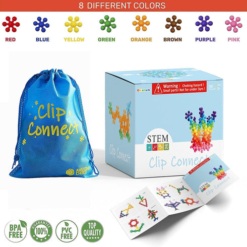 Clip Connect 100 Pieces, Diameter 1.5", Interlocking Solid Plastic Building Blocks Set for Early STEM Education