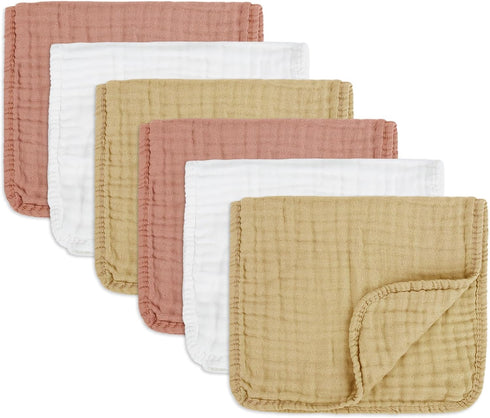NUEUAP Muslin Burp Cloths Soft and Breathable Burp Cloths Baby Girl 6 Pack