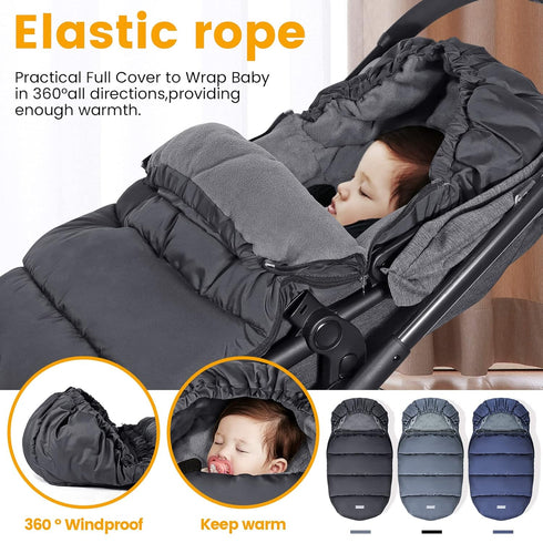 Orzbow Universal Footmuff for Stroller - Winter Warm Bunting Bag, Waterproof Coral Fleece Lined for Toddler
