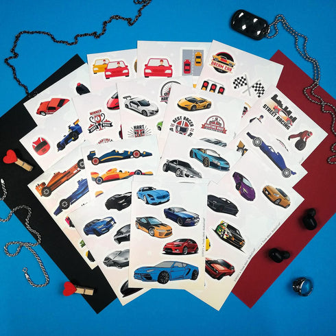 100Pcs Race Car Stickers for Kids, Racing Decals and Party Favors for Race Car Birthday Decorations