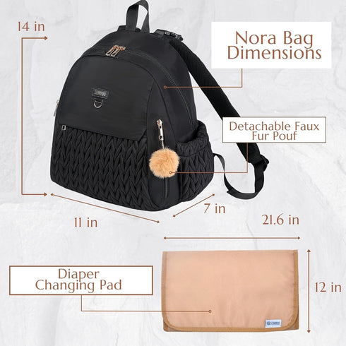 Backpack,Waterproof Pack Diaper Bag,Newborn Baby and Stylish Travel Back with Changing Pad for Women and Girls (Black)