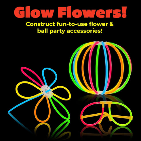 PartySticks Moondance Glow Sticks 40pk with 16 Glow in The Dark Party Favors and 24 Connectors for Decorations
