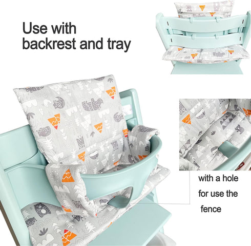 ZARPMA Highchair Cushion Compatible with Stokke Tripp Trapp Chiar High Chair Insert Cotton Fabric Cover Filled
