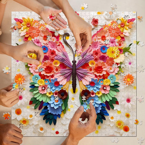 PPuzzling 1000 Butterfly Puzzles for Adults Pieces, Challenging Colorful Flower Butterflies Puzzles with Paper Art