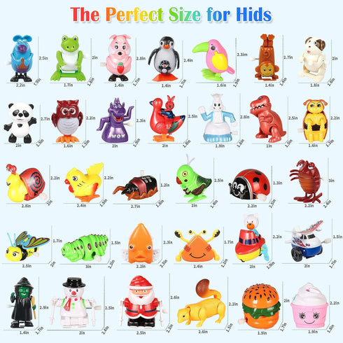 CIUGEO 32 Swimming PCS Assorted Wind-up Toys for Kids, Bulk Windup Animals Walking Jumping Flipping Clockwork Toys
