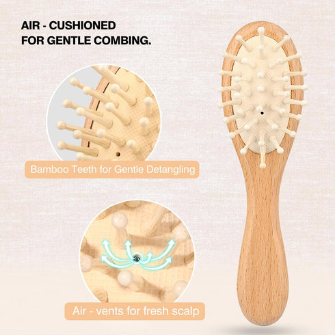 Set (3pcs Baby Grooming Kit,Baby Health Care Kit,Baby Brush Soft Bristles Baby Nail Kit Nursery Care Kit Wooden)