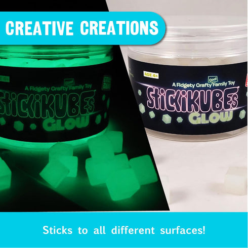 KOMARC GAMES StickiKubes, Mini Stacking Cubes That Stick to Anything, Non Toxic Kid Safe Sticky Blocks, 125 Cubes