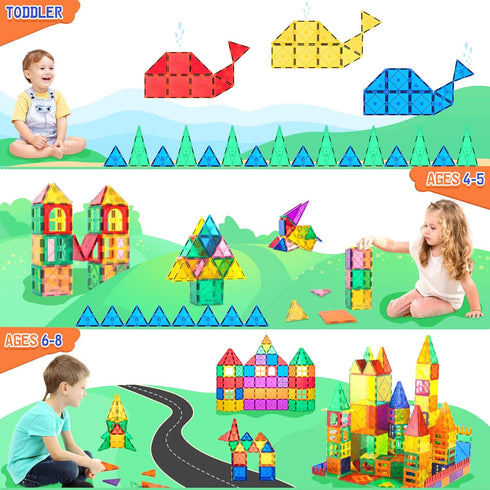 Magnetic Tiles Toddler Toys, Sensory Toys for Toddlers 3-4, Magnetic Blocks for Kids Age 3-5