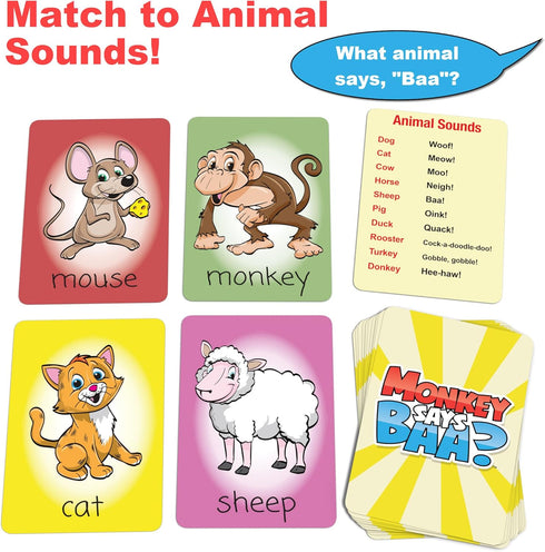 Monkey Says Baa? Animal Matching Game for Kids Ages 4+, Traditional Matching or Mimicked Sounds