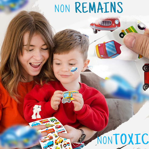 HORIECHALY Transportation Stickers for Kids, Colorful Safe Teaching Aids, 280 PCS Cute Decals with Cars, Airplanes,