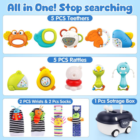0-6 6-12 Vanmor Baby Rattles Months | Sensory Toys for Infants Month, Wrist Rattle Socks, Foot Finder & Teething Toys |