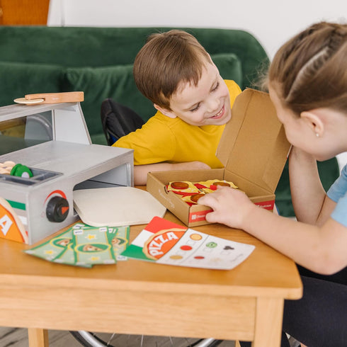 Melissa & Doug Top & Bake Wooden Pizza Counter Play Set, 41 Pcs, FSC Certified