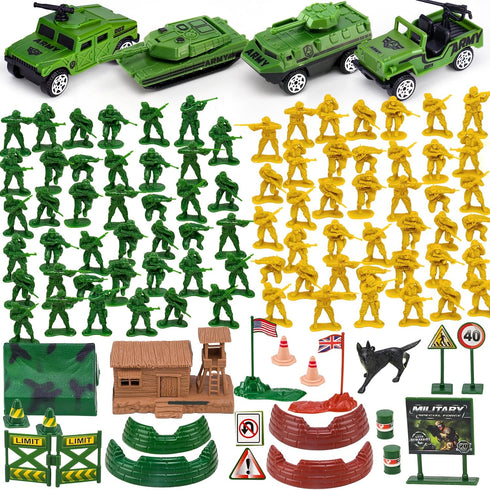 AuntyFey 105 PCS Army Men Playset with Army Men Action Figures, Army