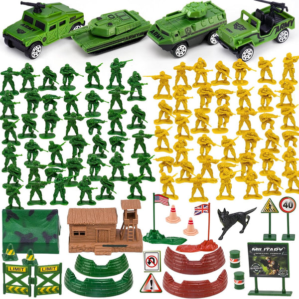 AuntyFey 105 PCS Army Men Playset with Army Men Action Figures, Army