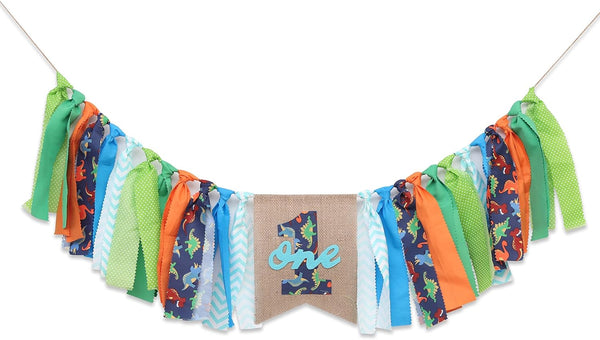 Boy Dinosaur Highchair Banner - Dinosaur Party Decorations, Highchair Banner Baby Boy