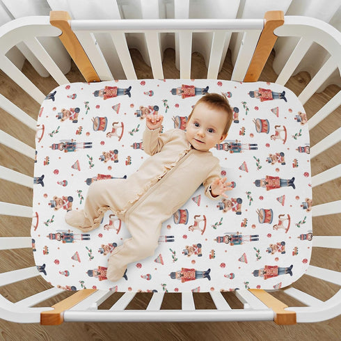 SDMKA 28x52 Inch Christmas Soldier Crib Sheets for Boys Girls - Portable Microfiber Fitted Crib Sheet for Standard Crib