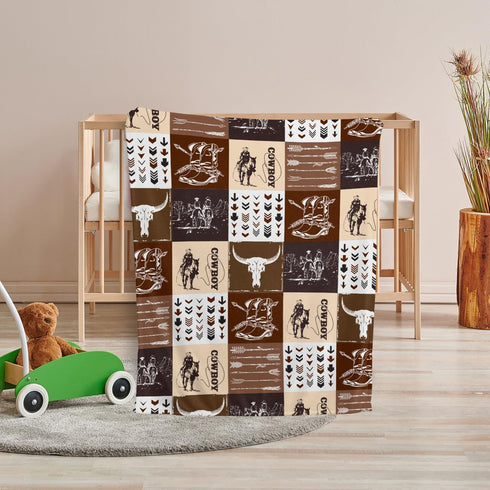 (01, 30x40 Western Blanket, Western Decor for Nursery Room, Baby Blankets for Boys Girls, Cowboy Baby Blankets, Western