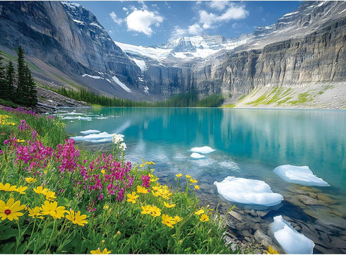 HQXXJW 300 Piece Puzzle for Adults Ice Lake & Wildflower Jigsaw Puzzle Scenic