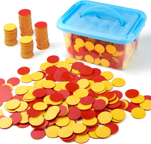 Plastic Two-Color Counter, Red/Yellow 1000 PCS, Counting Manipulatives, Math Counters for Kids, Counting Chips