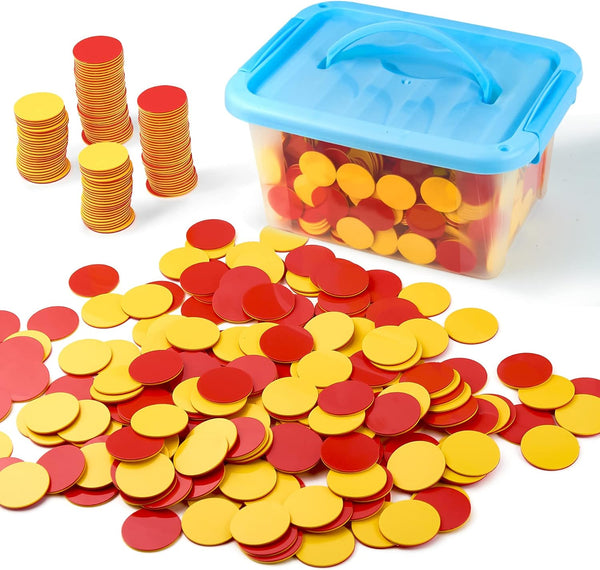 Plastic Two-Color Counter, Red/Yellow 1000 PCS, Counting Manipulatives, Math Counters for Kids, Counting Chips