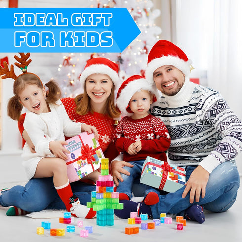 Set, 3-12(Transparent) VigorFun Magnetic Blocks Magnet Building Blocks with Toy Figurine and Storage Bag for Kids