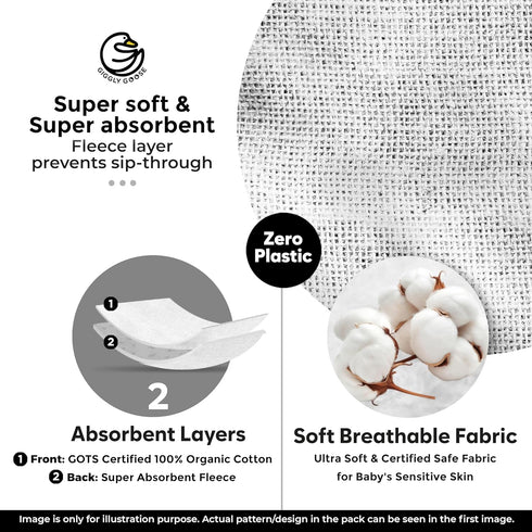 (3-Pack) 345 Organic Cotton Baby Drool Bibs Thick GSM, Soft & Absorbent, Teething Bibs for Boys and Girls